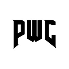 PWC letter logo design for technology company. PWC logo design black and white color combination. PWC logo, PWC vector, PWC design, PWC icon, PWC alphabet. PWC typography logo design.