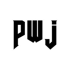 PWJ letter logo design for technology company. PWJ logo design black and white color combination. PWJ logo, PWJ vector, PWJ design, PWJ icon, PWJ alphabet. PWJ typography logo design.