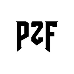 PZF letter logo design for technology company. PZF logo design black and white color combination. PZF logo, PZF vector, PZF design, PZF icon, PZF alphabet. PZF typography logo design.