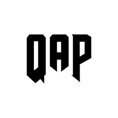 QAP letter logo design for technology company. QAP logo design black and white color combination. QAP logo, QAP vector, QAP design, QAP icon, QAP alphabet. QAP typography logo design.