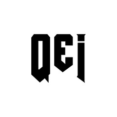 QEI letter logo design for technology company. QEI logo design black and white color combination. QEI logo, QEI vector, QEI design, QEI icon, QEI alphabet. QEI typography logo design.