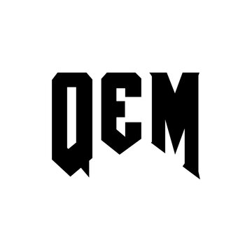 QEM letter logo design for technology company. QEM logo design black and white color combination. QEM logo, QEM vector, QEM design, QEM icon, QEM alphabet. QEM typography logo design.