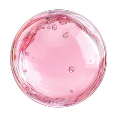 Pink water with bubbles isolated on transparent background.
