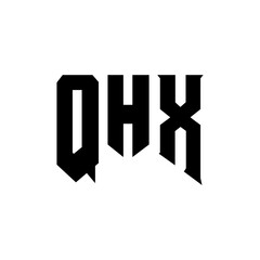 QHX letter logo design for technology company. QHX logo design black and white color combination. QHX logo, QHX vector, QHX design, QHX icon, QHX alphabet. QHX typography logo design.