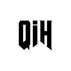 QIH letter logo design for technology company. QIH logo design black and white color combination. QIH logo, QIH vector, QIH design, QIH icon, QIH alphabet. QIH typography logo design.