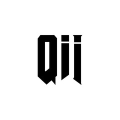 QII letter logo design for technology company. QII logo design black and white color combination. QII logo, QII vector, QII design, QII icon, QII alphabet. QII typography logo design.