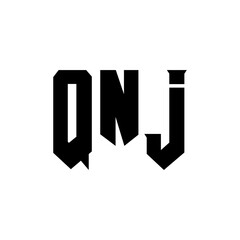 QNJ letter logo design for technology company. QNJ logo design black and white color combination. QNJ logo, QNJ vector, QNJ design, QNJ icon, QNJ alphabet. QNJ typography logo design.