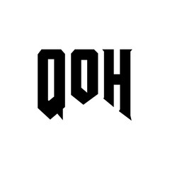 QOH letter logo design for technology company. QOH logo design black and white color combination. QOH logo, QOH vector, QOH design, QOH icon, QOH alphabet. QOH typography logo design.