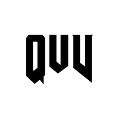 QUV letter logo design for technology company. QUV logo design black and white color combination. QUV logo, QUV vector, QUV design, QUV icon, QUV alphabet. QUV typography logo design.