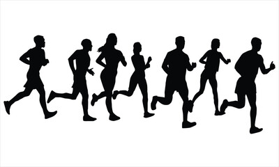 silhouettes of  running people