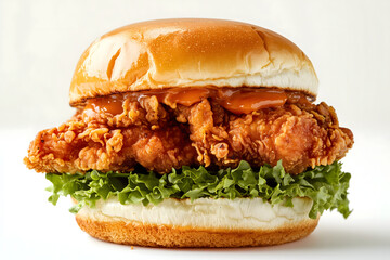  chicken burger on white background,