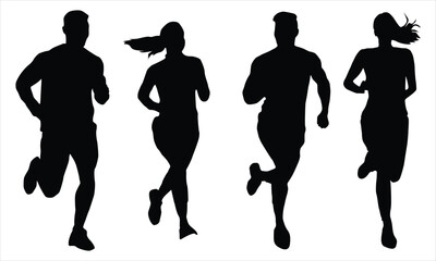 Running people silhouettes
