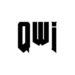 QWI letter logo design for technology company. QWI logo design black and white color combination. QWI logo, QWI vector, QWI design, QWI icon, QWI alphabet. QWI typography logo design.