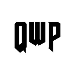 QWP letter logo design for technology company. QWP logo design black and white color combination. QWP logo, QWP vector, QWP design, QWP icon, QWP alphabet. QWP typography logo design.