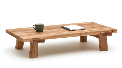 Fototapeta premium Rustic Wooden Coffee Table with Textured Top and Chunky Legs