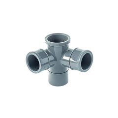Gray three-way tee pipe designed for efficient liquid flow in plumbing systems, displayed with a transparent background for easy integration.