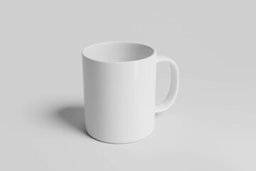 White mug with copy space for logo isolated on white background. Cup for to decorate and printing.