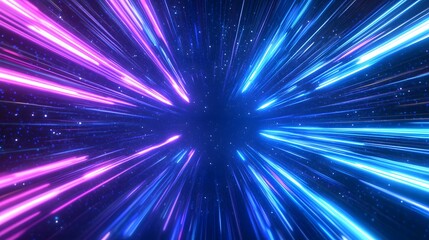 Fototapeta premium Abstract depiction of glowing beams of light in space