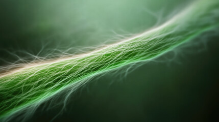Flowing green neon lines create a mesmerizing chaos on a dark background