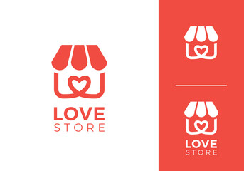 love store logo. simple happy shop vector design inspiration