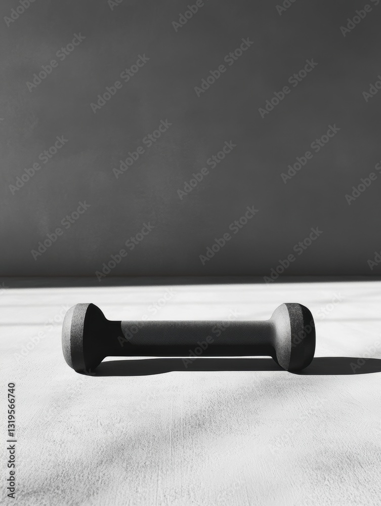 Poster Minimalist fitness roller on a flat surface showcasing clean design and ample negative space in a serene setting