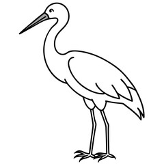 Simple Stork Vector Illustration in One Line