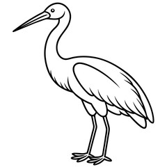 Simple Stork Vector Illustration in One Line
