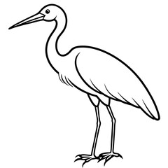 Simple Stork Vector Illustration in One Line