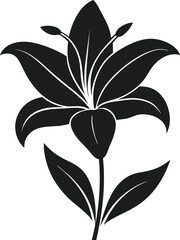 Graceful Lily Flower Silhouette Vector – Elegant Spring Bloom Illustration