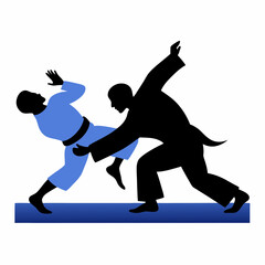 A silhouette scene of a warrior wrestling