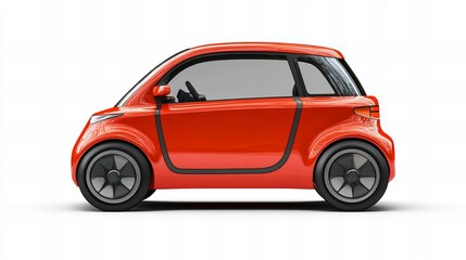 Fototapeta premium Compact and stylish small electric city car, featuring a modern design ideal for urban commuting. Eco-friendly, energy-efficient vehicle perfect for sustainable transportation concepts and smart city.