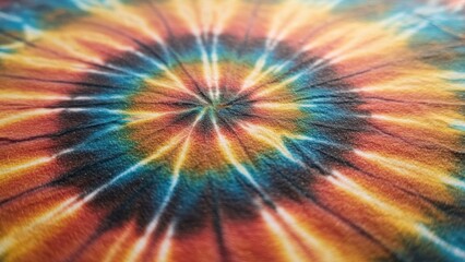 Tie dye fabric with vibrant colors and circular patterns, perfect for creative projects Celebrates handmade craftsmanship