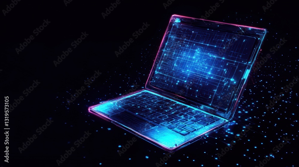 Aufkleber Cyber security concepts with futuristic laptop displaying advanced security features in an abstract digital environment