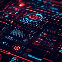 Obraz premium High-tech futuristic user interface screens high resolution wallpaper