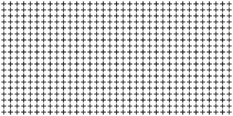 Seamless grid pattern: subtle halftone design featuring repeated small hatch crosses and tiny elements. Abstract geometric texture with faded black and white rectangle prints. Vector illustration.