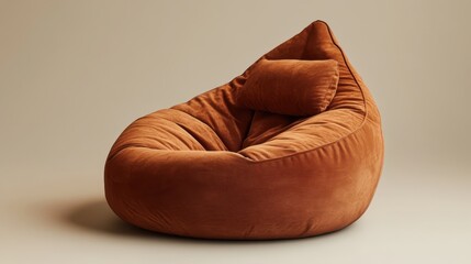 A plush bean bag chair, its warm brown embrace beckoning, sat invitingly against a neutral backdrop, offering a haven of relaxation and casual seating in any setting.