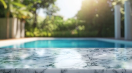 Fototapeta premium Empty marble surface with swimming pool