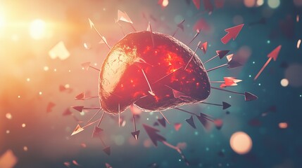 Liver regeneration represented by arrows illustrating the organ's remarkable recovery capabilities