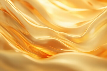 Fototapeta premium Golden Silk Fabric Drape: Luxurious Texture and Warm Lighting
