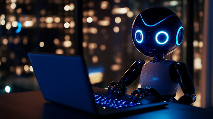 Futuristic robot artificial intelligence revolutionary AI technology concept