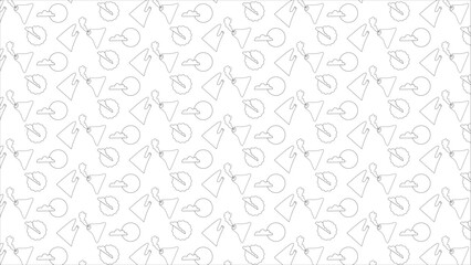 Seamless Nature Line Art Pattern – Mountains, Volcano, Clouds, and Sun