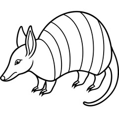 Sleek Armadillo Outline Illustration