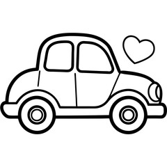 Modern Line Art Car with Heart Motif
