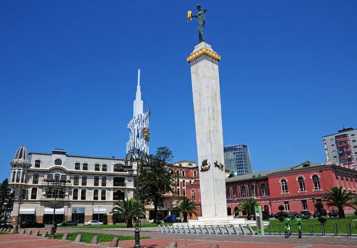 Batumi, Georgia. August 11, 2013. A view of the Statue of Princess Medea in Europe Square in Batumi, Georgia