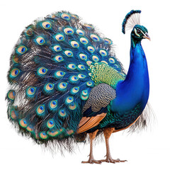 Peacock with Iridescent Mythical Patterns Isolated on White Background.PNG