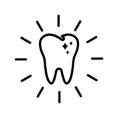 Teeth cleaning icon color editable on white background