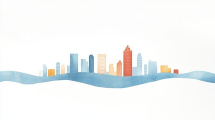Fototapeta premium Vibrant Cityscape Illustration with Unique Building Designs