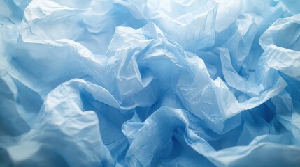 Obraz premium A textured canvas of crumpled blue paper, where deep folds and varying shades of azure create a sense of depth and texture, evoking the mood of a quiet day spent indoors.