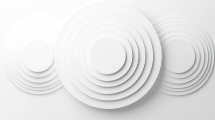 Fototapeta premium Abstract circles, layered, white, background, graphic design, modern, geometric, minimalism. Possible use presentation, brochure, website