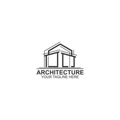 architecture logo design for building with creative illustration